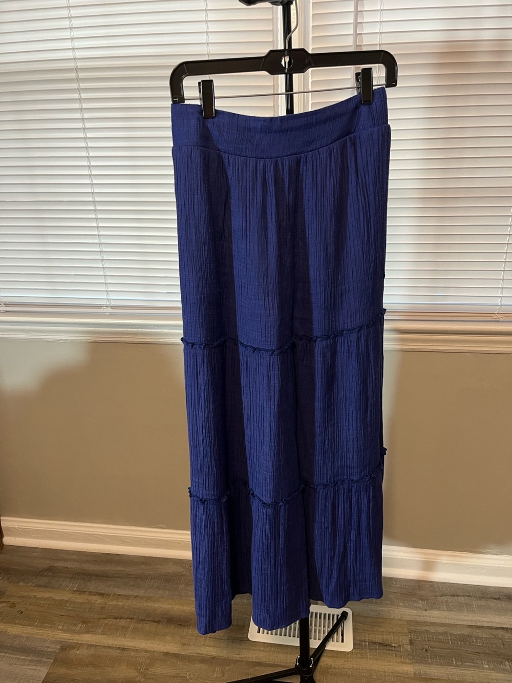 WonderlyTextured Tiered Maxi Skirt - Deep Blue